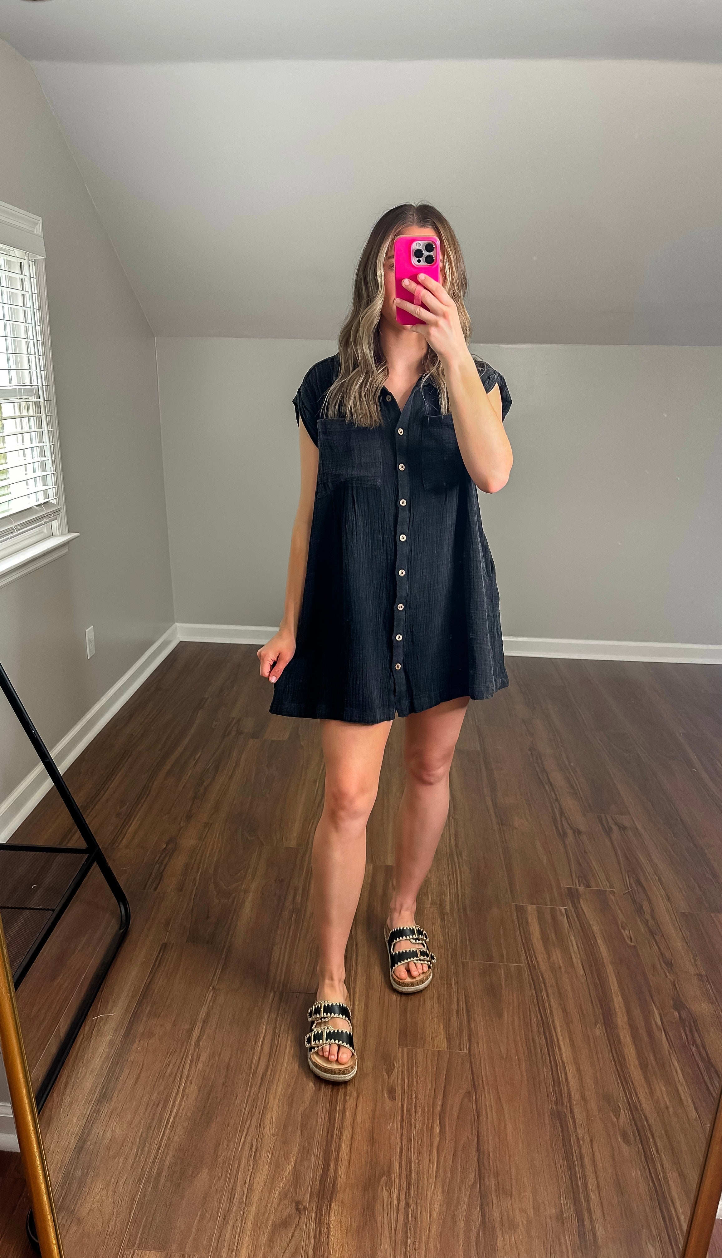Oversized Shirt Dress - Washed Black
